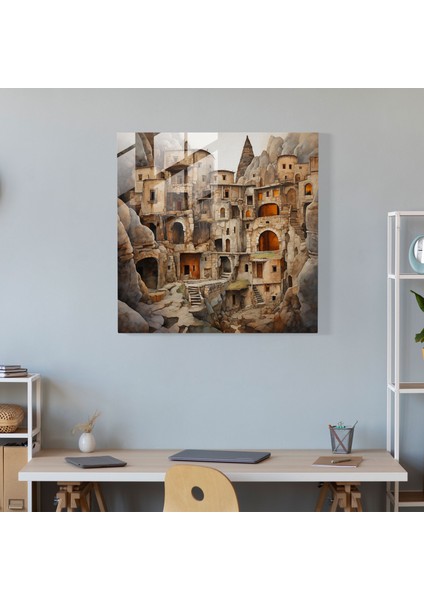 Ufuklar Cam Tablo - Modern Karışık Medya Kapadokya Mağara Konutları modelleri