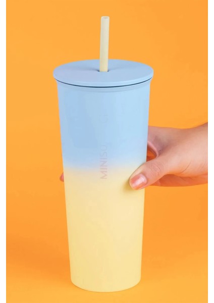 Gradyan Serisi Pipetli Çelik Suluk Termos (800ML)