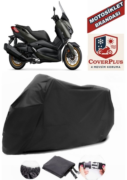 Yamaha X-Max 400 Tech Max Branda Siyah Motosiket Brandası Motor Örtüsü Çadır Su Geçirmez Motosiklet Kılıfı Motor Brandası,lastikli,taşıma Torbalı
