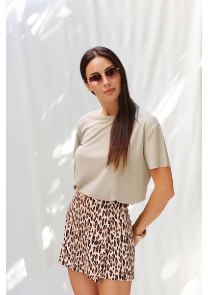 Kadın Yuvarlak Yaka Kol Etek Lazer Kesim Modal T-Shirt modelleri