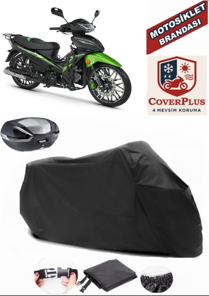 Rks Sniper 100 Branda Siyah Arka Çanta Uyumlu(Topcase) Motosiket Brandası Motor Örtüsü Çadır Su Geçirmez Motosiklet Kılıfı Motor Brandası,lastikli,taşıma Torbalı