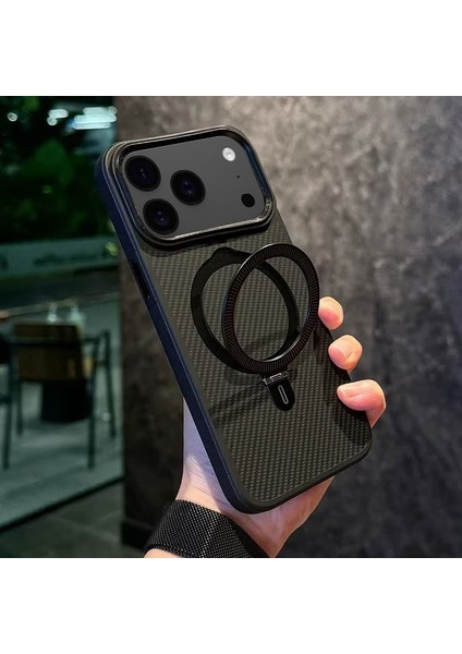 Apple iPhone 17 Pro Max Uyumlu Kılıf Zebana Best Karbon Fiber Kılıf (Kablosuz Şarj Destekli) Siyah