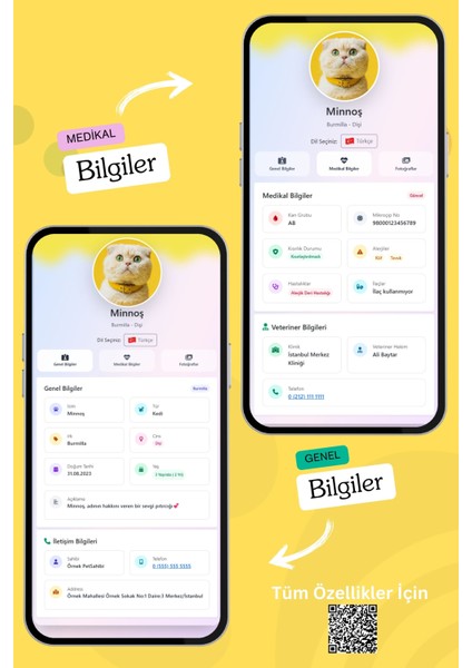 Kediler Için Akıllı Künye, Nfc Dijital Isimlik Ve Tasma Künyesi Qr Kod Künye Paslanmaz Çelik Sarı, İsimli Kedi Tasması, Kedi İsimlik fırsatları