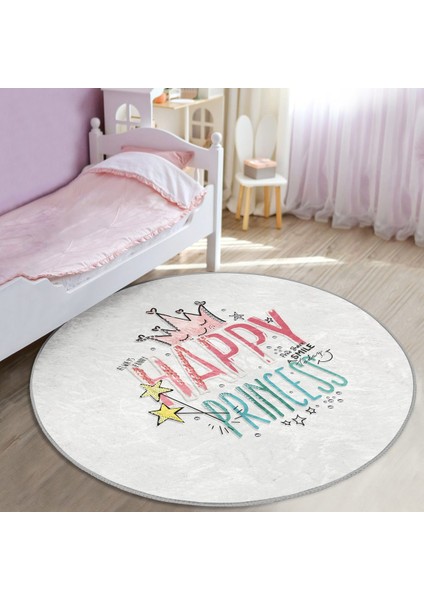 Happy Princess Yuvarlak Çocuk Halısı – Kaymaz Tabanlı, Makinede Yıkanabilir fiyatları
