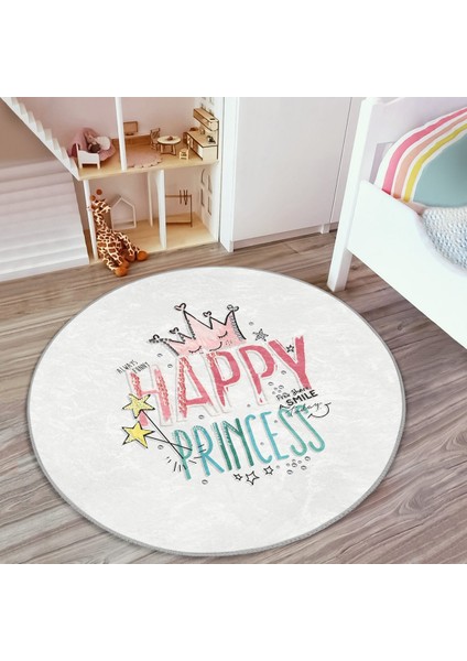 Happy Princess Yuvarlak Çocuk Halısı – Kaymaz Tabanlı, Makinede Yıkanabilir modelleri