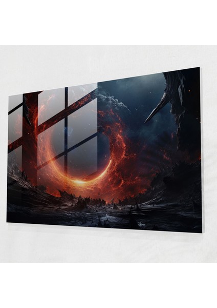 Siyah Delik Cam Tablo - Dünya Yıldızlar Arası Manzara Cam Sanat Yıldızları Tüketen Göksel Cisimler