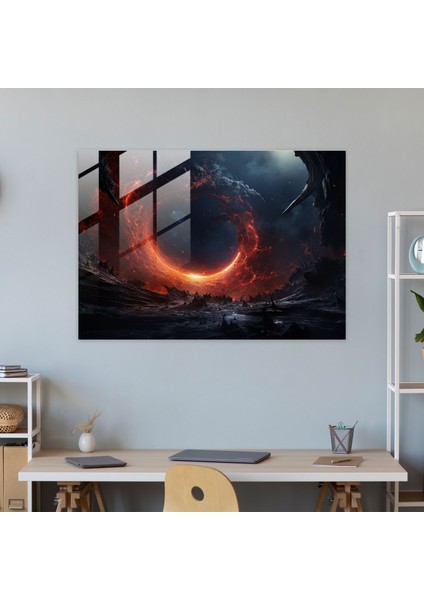 Siyah Delik Cam Tablo - Dünya Yıldızlar Arası Manzara Cam Sanat Yıldızları Tüketen Göksel Cisimler fiyatları