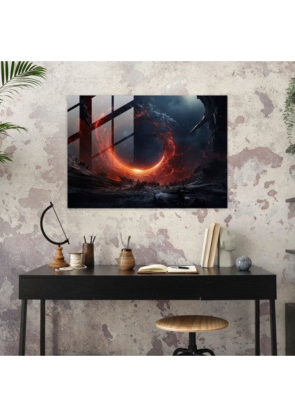 Siyah Delik Cam Tablo - Dünya Yıldızlar Arası Manzara Cam Sanat Yıldızları Tüketen Göksel Cisimler modelleri