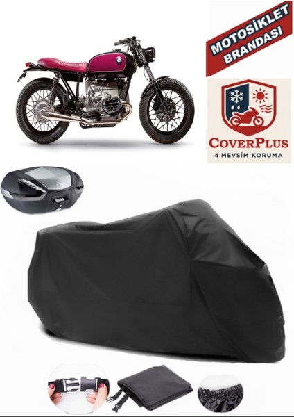 Bmw R 65 Branda Siyah Arka Çanta Uyumlu(Topcase) Motosiket Brandası Motor Örtüsü Çadır Su Geçirmez Motosiklet Kılıfı Motor Brandası,lastikli,taşıma Torbalı