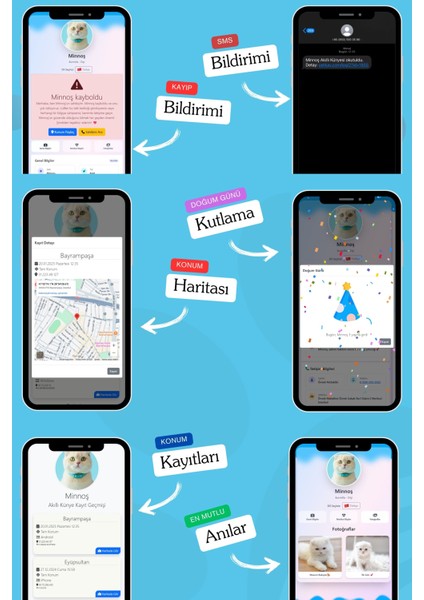 Kediler Için Akıllı Künye, Nfc Dijital Isimlik Ve Tasma Künyesi Qr Kod Künye Paslanmaz Çelik Mavi İsimli Kedi Tasması, Kedi İsimlik indirimleri