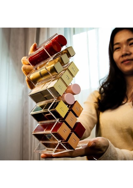 Şeffaf Ruj Saklama Kutusu Akrilik Makyaj Organizatör Kozmetik Raf Masaüstü Soyunma Masası Banyo Kullanımı | Makyaj Organizatörleri (Yurt Dışından)