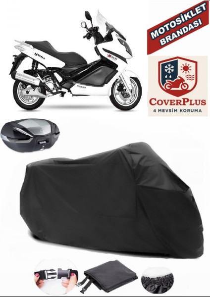 Kad?rga QM250T Branda Siyah Arka Çanta Uyumlu(Topcase) Motosiket Brandası Motor Örtüsü Çadır Su Geçirmez Motosiklet Kılıfı Motor Brandası,lastikli,taşıma Torbalı