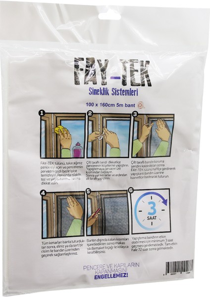 ÇİFT KANAT TÜL PENCERE SİNEKLİK 100X150CM - 5MT BANT (3791)