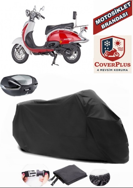 Mondial 135 Uag Branda Siyah Arka Çanta Uyumlu(Topcase) Motosiket Brandası Motor Örtüsü Çadır Su Geçirmez Motosiklet Kılıfı Motor Brandası,lastikli,taşıma Torbalı