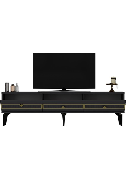 Norra 180 cm Tv Sehpası (Alt Modül) Antrasit-Altın fırsatları
