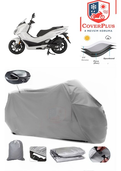 Mondial 125 Strada Branda Gri Arka Çanta Uyumlu(Topcase) Motosiket Brandası Motor Örtüsü Çadır Su Geçirmez Motosiklet Kılıfı Motor Brandası,lastikli,taşıma Torbalı