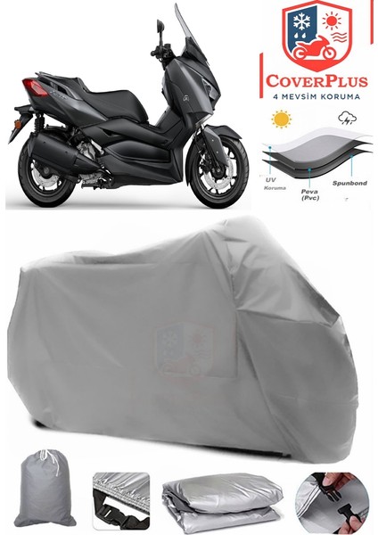Yamaha X-Max 250 Abs Branda Gri Motosiket Brandası Motor Örtüsü Çadır Su Geçirmez Motosiklet Kılıfı Motor Brandası,lastikli,taşıma Torbalı