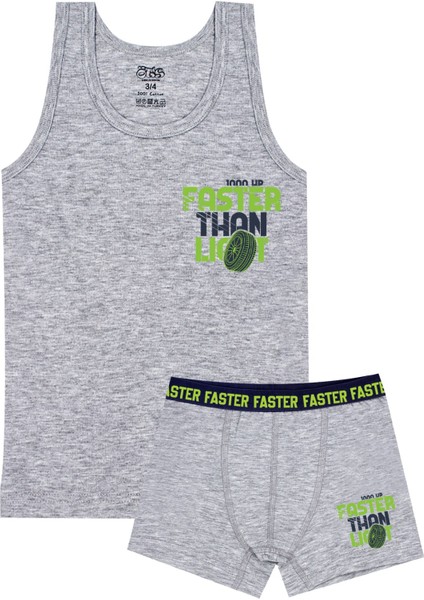Erkek Çocuk Atlet Boxer Likralı Gri Faster (%96 Pamuk - %4 Elastan)