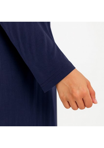 Kendinden Örtülü Fermuarlı Namaz Elbisesi – Lacivert modelleri