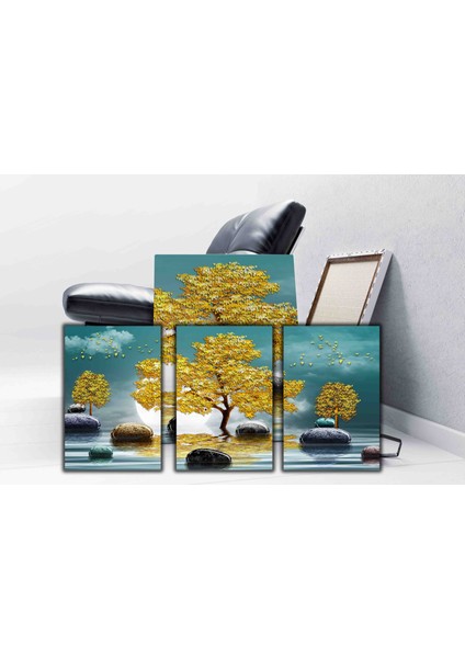 Dekoratif Manzara Sarı Ağaçlar Kanvas Tablo modelleri
