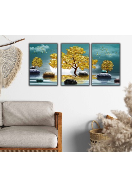 Dekoratif Manzara Sarı Ağaçlar Kanvas Tablo fırsatları