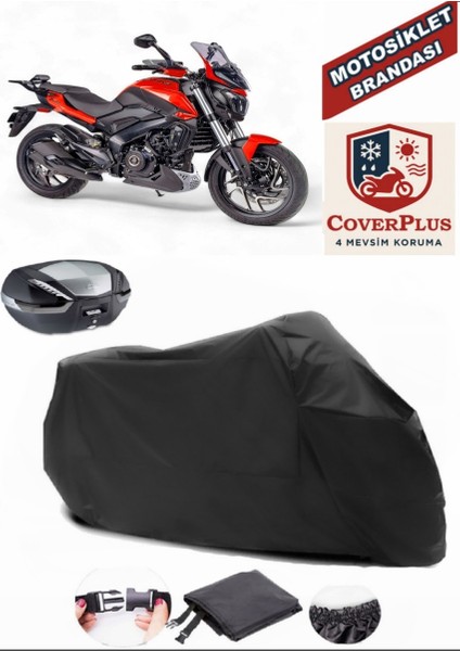 Bajaj Dominar 400 Branda Siyah Arka Çanta Uyumlu(Topcase) Motosiket Brandası Motor Örtüsü Çadır Su Geçirmez Motosiklet Kılıfı Motor Brandası,lastikli,taşıma Torbalı
