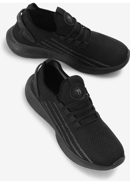 Unisex Siyah Termo Taban Şerit Detaylı Bağcıklı Triko Spor Ayakkabı modelleri