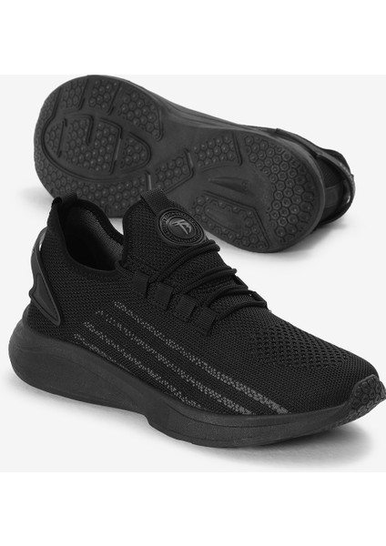 Unisex Siyah Termo Taban Şerit Detaylı Bağcıklı Triko Spor Ayakkabı fırsatları