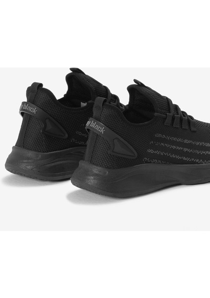 Unisex Siyah Termo Taban Şerit Detaylı Bağcıklı Triko Spor Ayakkabı indirimleri