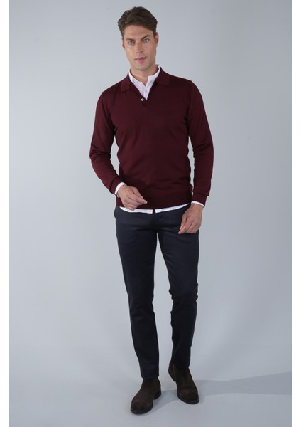 Tr 24201 Düğmeli Polo Yaka Triko Bordo TR24K24201_D25 indirimleri