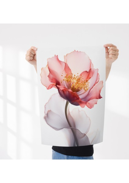 Çerçevesiz Poster Kırmızı Yaprak Çiçek Temalı, Dijital Baskı Çiçek Poster, Ofis, Salon Dekorasyon Poster