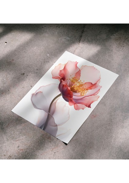 Çerçevesiz Poster Kırmızı Yaprak Çiçek Temalı, Dijital Baskı Çiçek Poster, Ofis, Salon Dekorasyon Poster