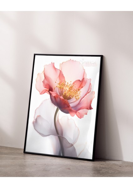 Çerçevesiz Poster Kırmızı Yaprak Çiçek Temalı, Dijital Baskı Çiçek Poster, Ofis, Salon Dekorasyon Poster