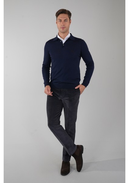 Tr 24201 Düğmeli Polo Yaka Triko Lacivert TR24K24201_D39 indirimleri