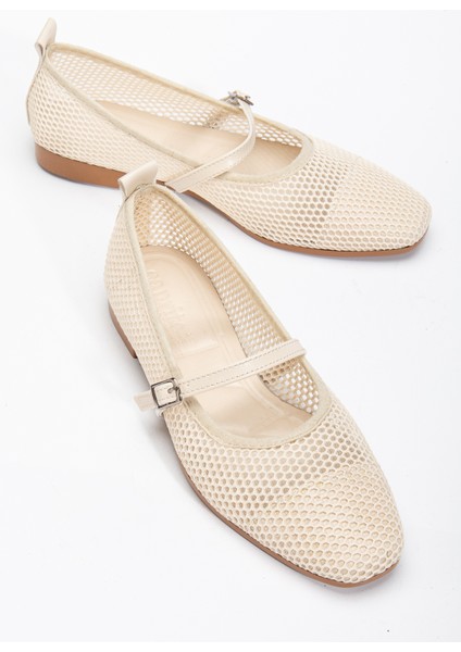 Kadın Bej Oval Burun Fileli Babet modelleri