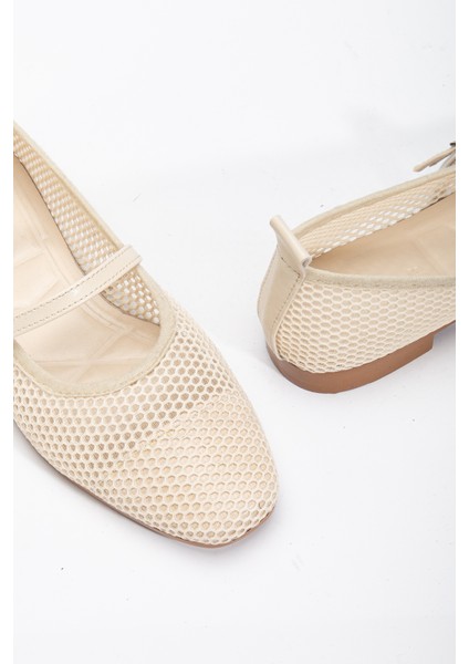 Kadın Bej Oval Burun Fileli Babet fırsatları