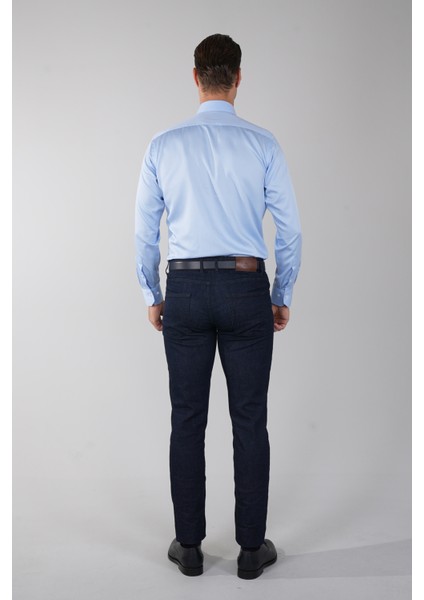 Mavi Uzun Kol Klasik Yaka Cepsiz Erkek Gömlek GMKLS250016_D35 fiyatları