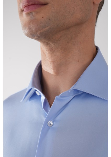 Mavi Uzun Kol Klasik Yaka Cepsiz Erkek Gömlek GMKLS250016_D35 modelleri