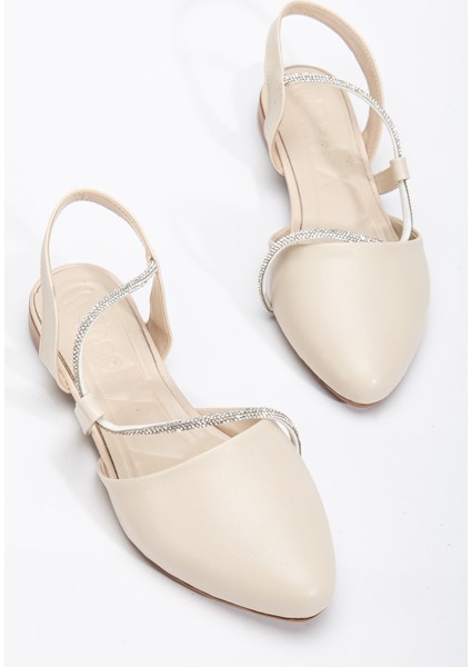 Kadın Bej Taş Halat Detaylı Babet modelleri