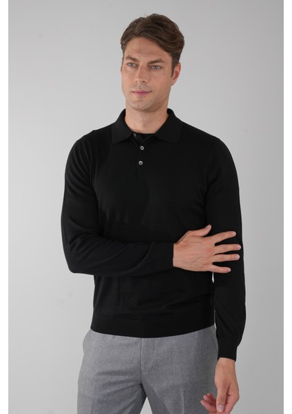 Tr 24201 Düğmeli Polo Yaka Triko Sıyah TR24K24201_D99