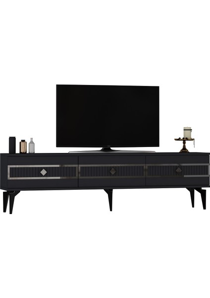 Norra 180 cm Tv Sehpası (Alt Modül) Antrasit-Gümüş modelleri