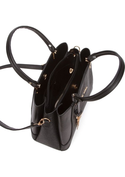 Kadın Siyah Charm Detaylı El ve Omuz Çantası modelleri