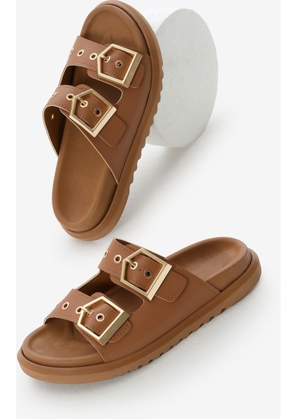 Kadın Taba Poli Taban Çift Bantlı Tokalı Terlik