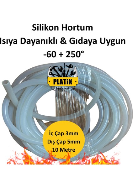 Pht Silikon Hortum 3*5 250 Derece Isıya Dayanıklı 10 Metre PLT280000122