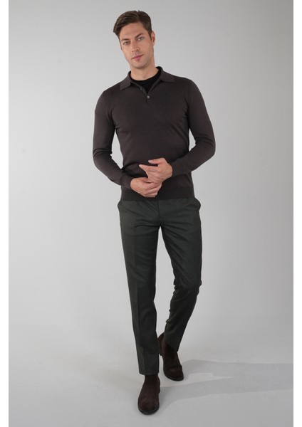 Tr 24201 Düğmeli Polo Yaka Triko Kahve TR24K24201_D11 fiyatları