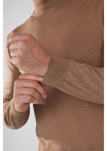 Erkek Basic Yarım Balıkçı Yaka Triko Açık-Kahve TR23KNOS23210_D10 modelleri