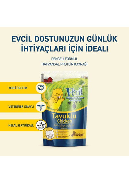Tavuklu Kuru Yetişkin Kedi Maması 500 gr fiyatları