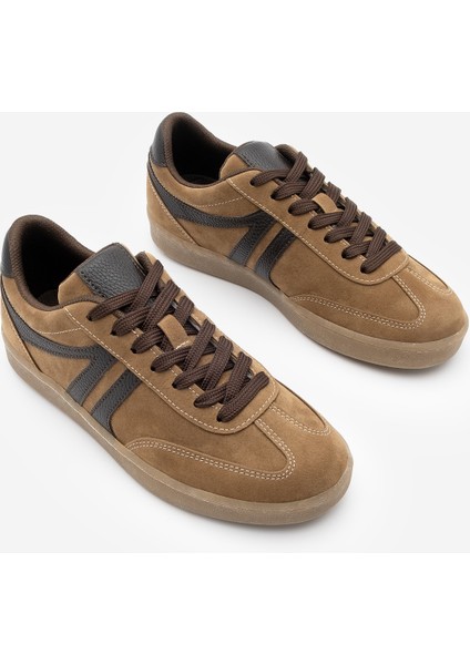 Kadın Sneaker Bağcıklı Düz Taban Spor Ayakkabı Tiyone Taba indirimleri