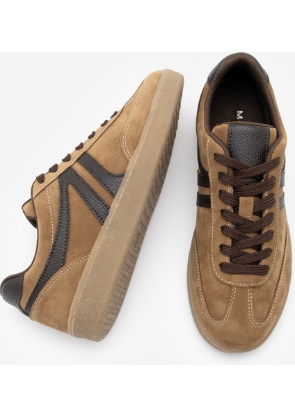 Kadın Sneaker Bağcıklı Düz Taban Spor Ayakkabı Tiyone Taba