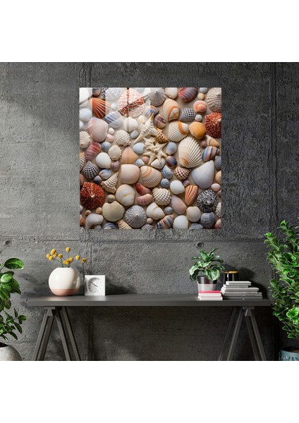 Deniz Kabukları Temalı Cam Tablo - Dekorasyon Deniz Duvar Dekorasyonu - Canlı Yaşam fiyatları